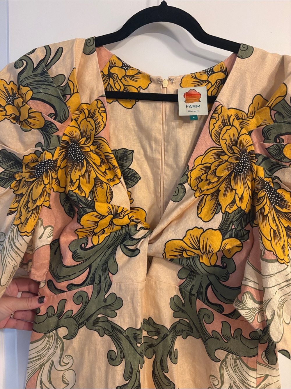 FARM Rio Yellow & Green Floral Midi Dress on Cream and Blush - Picture 4 of 9